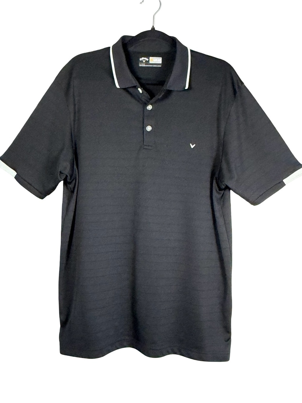 Callaway Mens Black Textured Opti-Dri Performance Polo Shirt Size Large